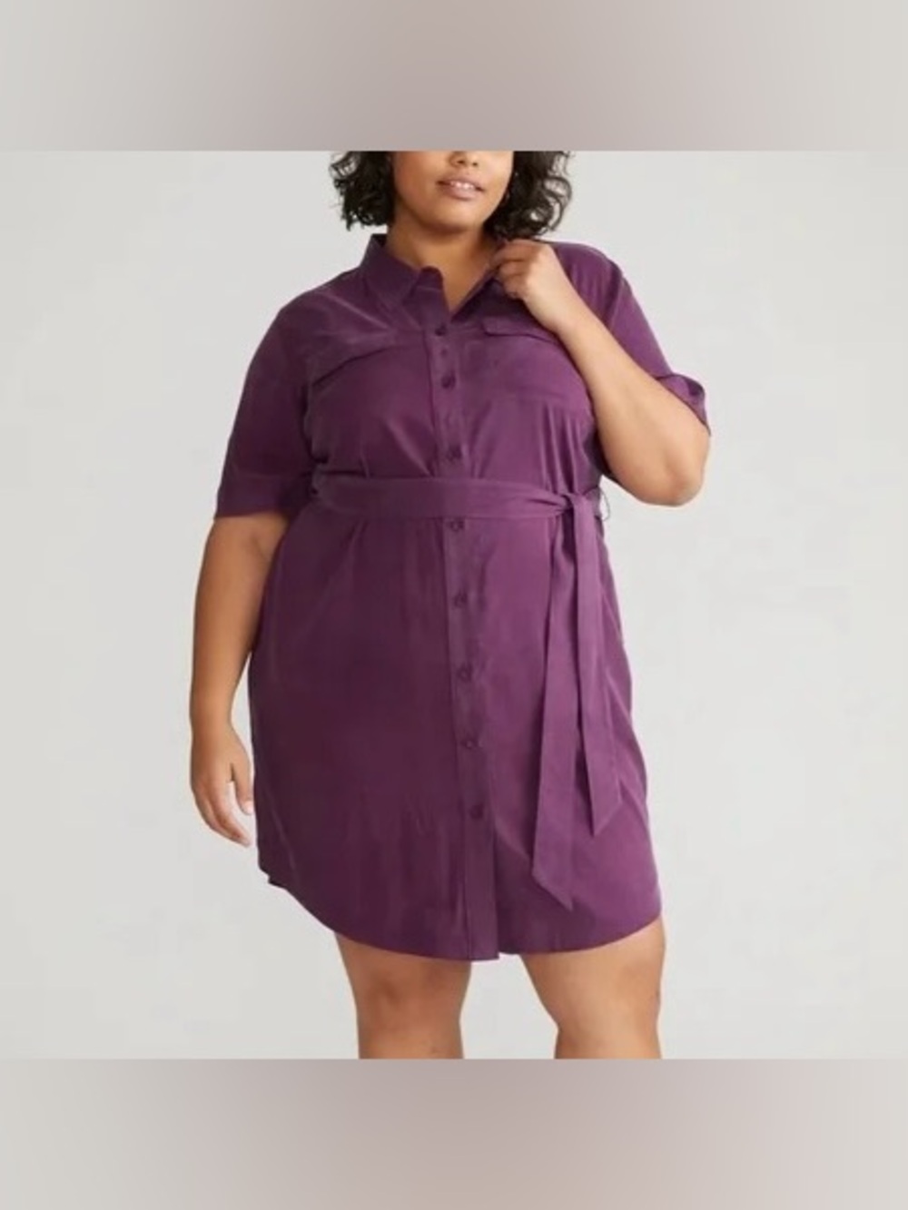 Universal Standard Belted Cupro Shirt Dress